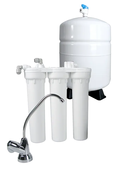 The Fountain three-stage reverse osmosis system with storage tank and dispensing faucet