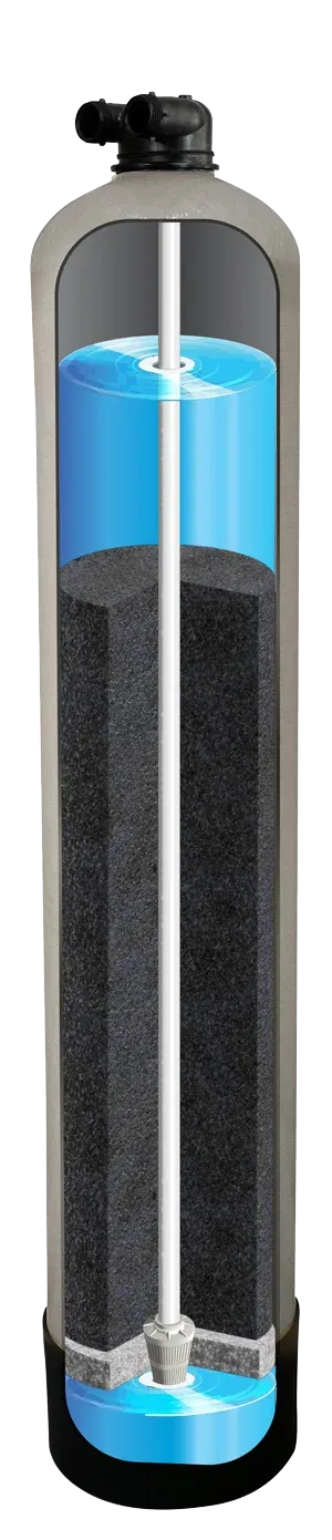 The Liberty whole-home carbon filtration system shown in cutaway view